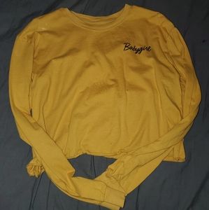 Gold babygirl long sleeve crop top